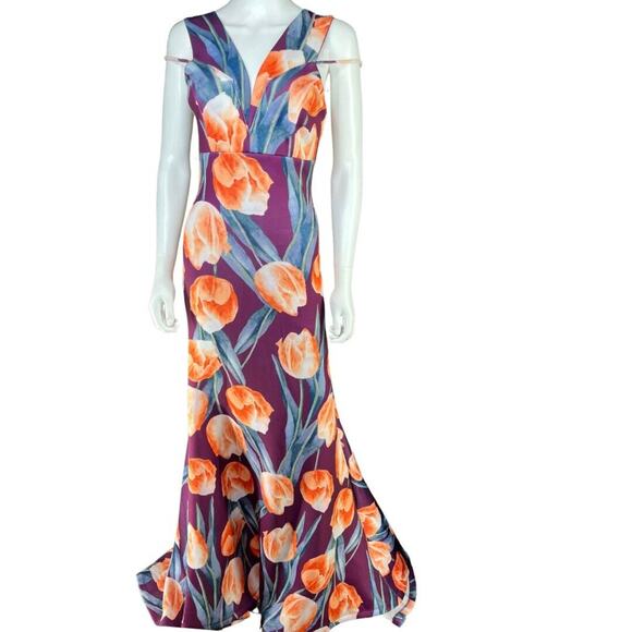 Va Va Voom Dresses & Skirts - Women Dress Small Purple Floral Gown Wedding Tulip Print Prom Ball VAVAVOOM 1637